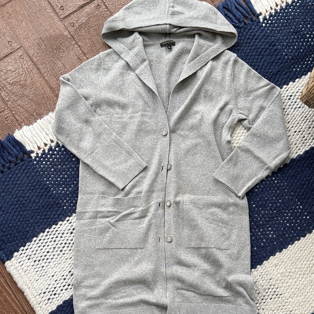 Banana Republic Gray Hooded Long Cardigan
